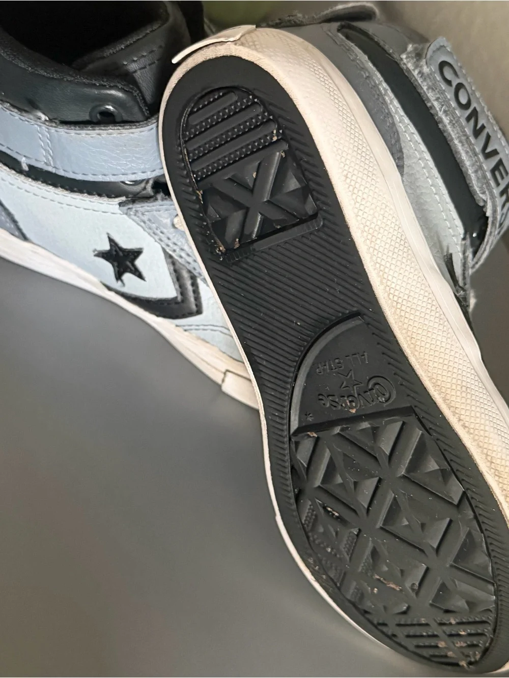 Converse All-Star Leather Kids' High-Top Sneakers in Smoky Blue and Black US 13